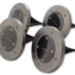 MasterLED Földbe szúrható 0 4 W-os kerek napelemes lámpa 4 SMD Gyors kiszállítás