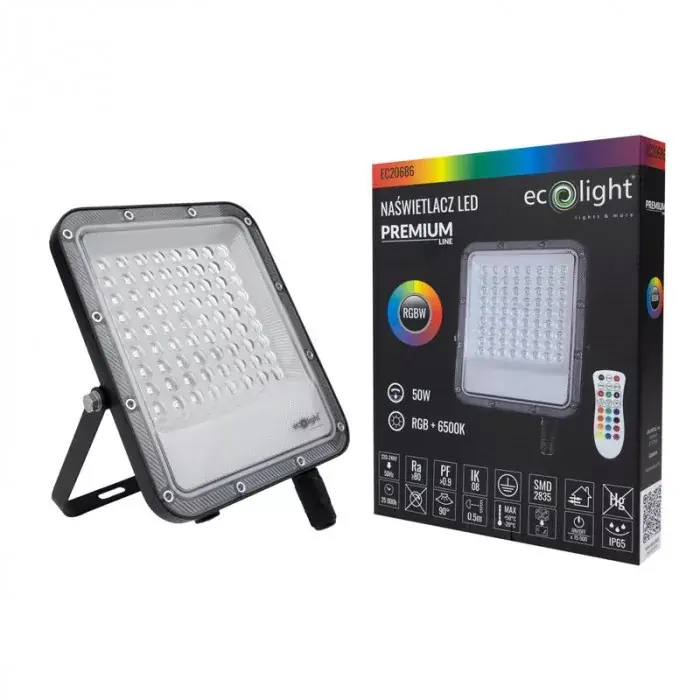 Csak ma EcoLight 50 W-os RGB LED reflektor távirányítóval IP65 védettséggel