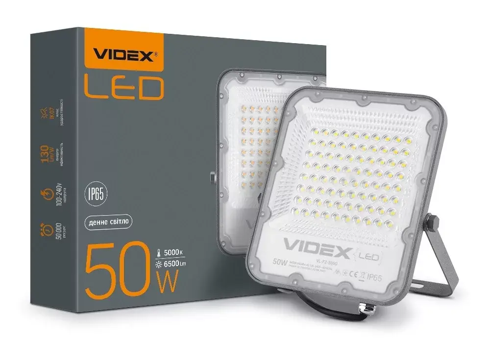 Szezonális akció Videx Davis 50 W-os 5000K 6 500lm LED reflektor
