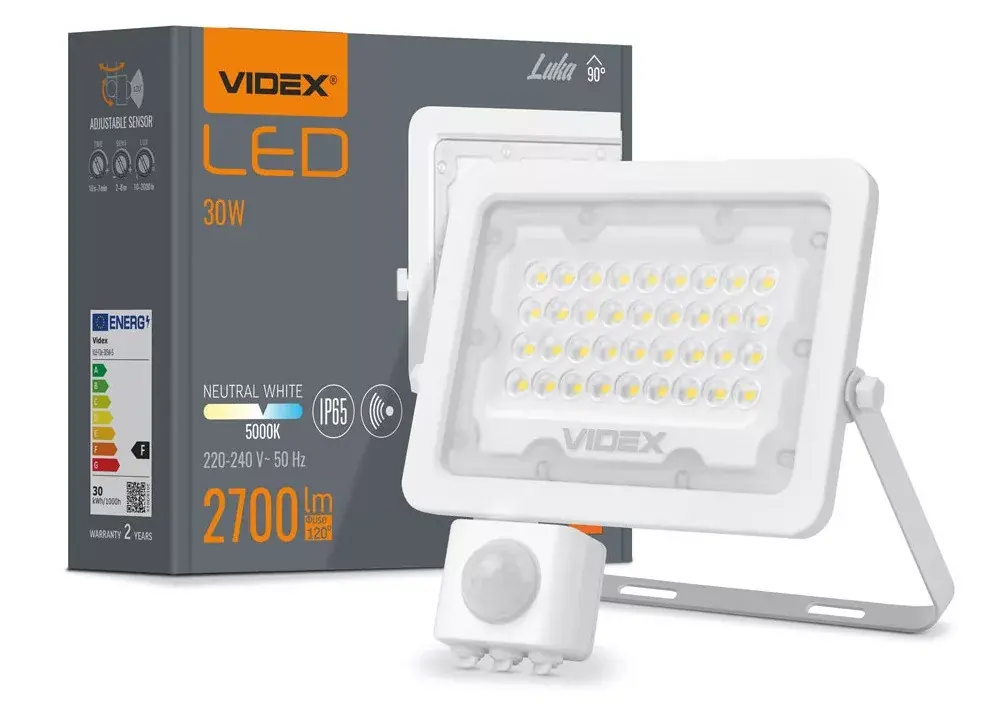 Videx Luka 30 W-os mozgásérzékelős natúrfehér LED reflektor Különleges ajánlat