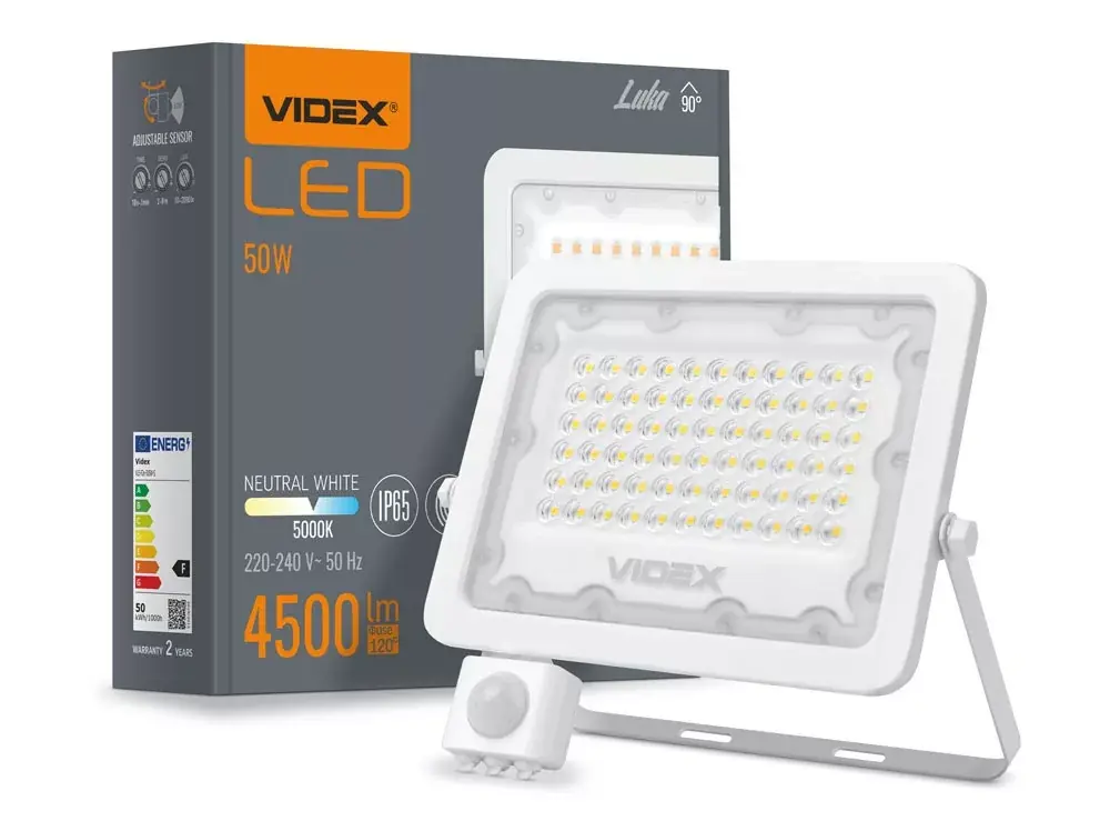 Legkelendőbb Videx Luka 50 W-os mozgásérzékelős natúrfehér LED reflektor