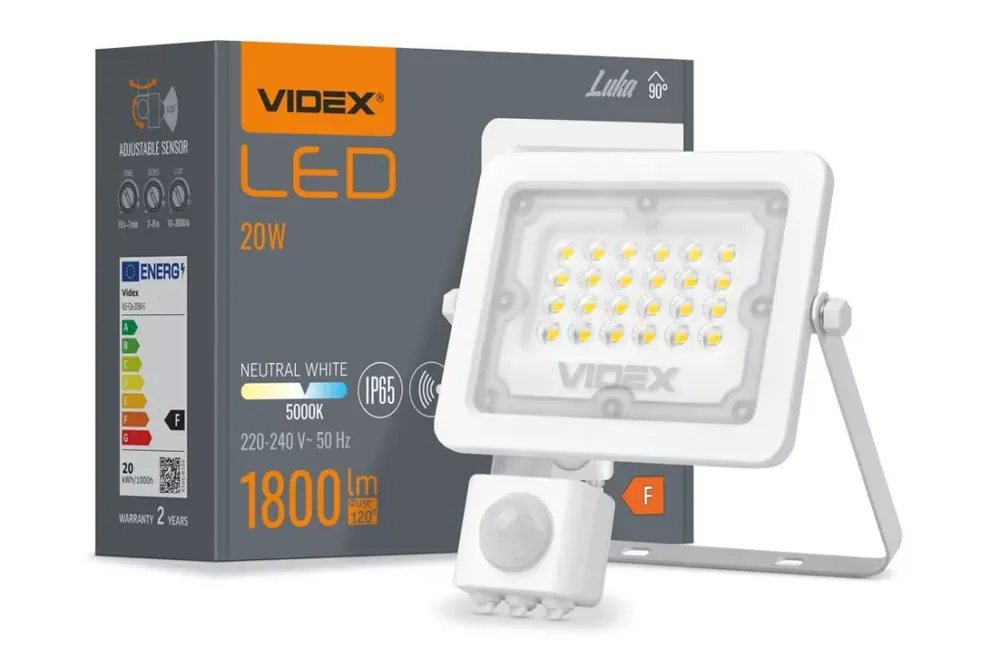Videx Luka 20 W-os mozgásérzékelős natúrfehér LED reflektor Kedvezmény