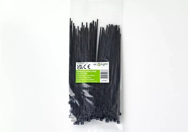 EcoLight Kábelkötegelő OK-25150B 2 5x150 mm fekete 100 db-os kiszerelés Árengedmény