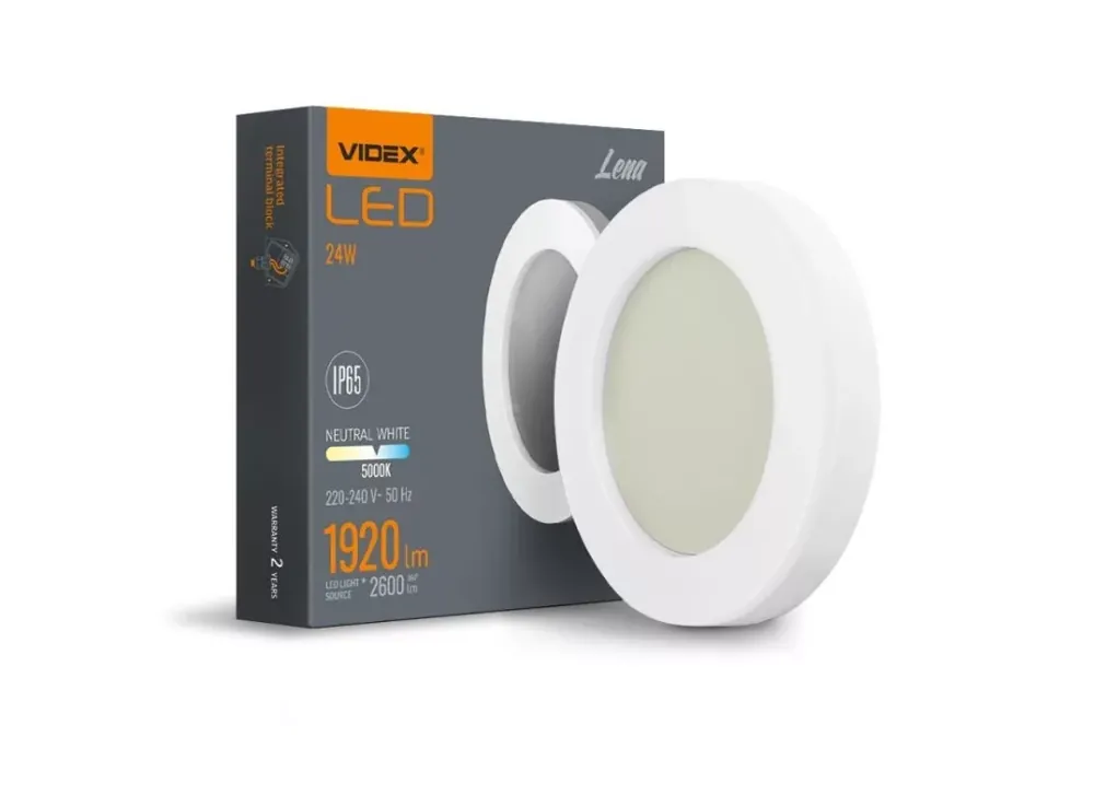 Videx Lena 24 W-os 320x320mm kör alakú fehér mennyezeti lámpa IP65-ös védettségű Akció