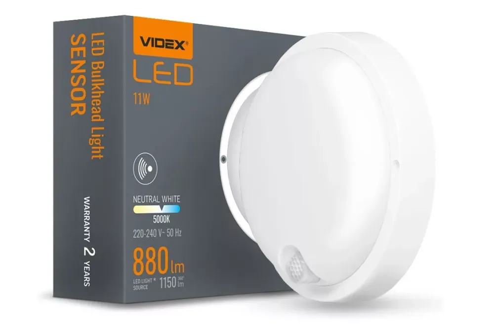 Videx Kira 11 W-os ø170 mm kerek natúr fehér fehér mennyezeti lámpa IP65-ös védettségű beépített mozgásérzékelővel Ne maradj le