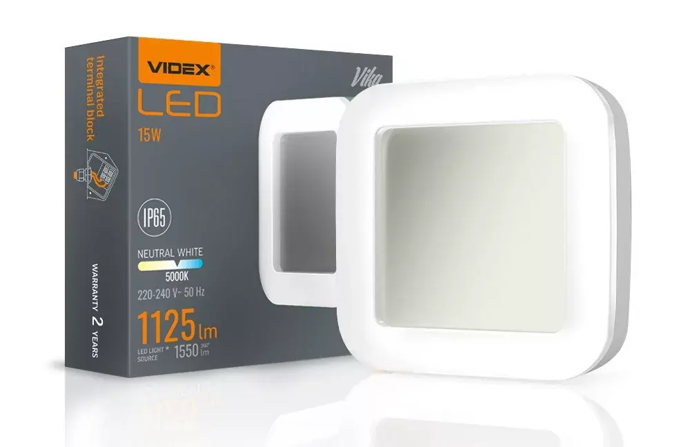 Korlátozott ajánlat Videx Vika 15 W-os 190x190 mm négyzet alakú natúr fehér fehér mennyezeti lámpa IP65-ös védettségű