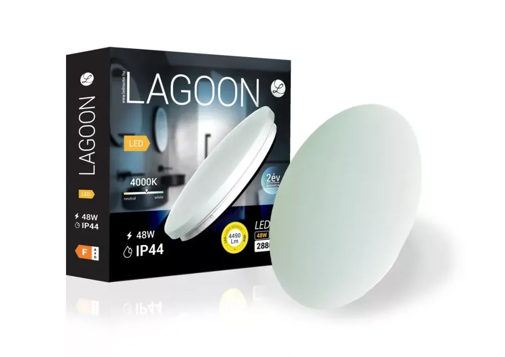 Gyors szállítás Lagoon 48 W-os ø450 mm kerek natúr fehér mennyezeti lámpa IP44-es védettségű