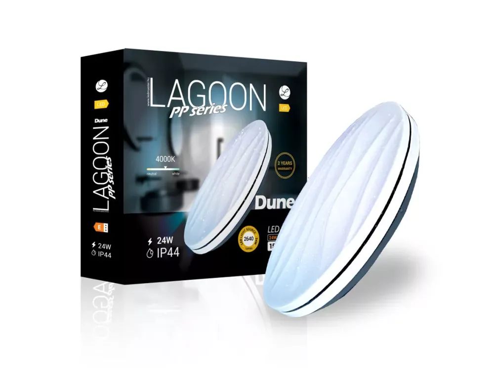 Biztonságos fizetés Lagoon PP series Dune 24 W-os ø390 mm kerek natúr fehér mennyezeti lámpa IP44-es védettségű
