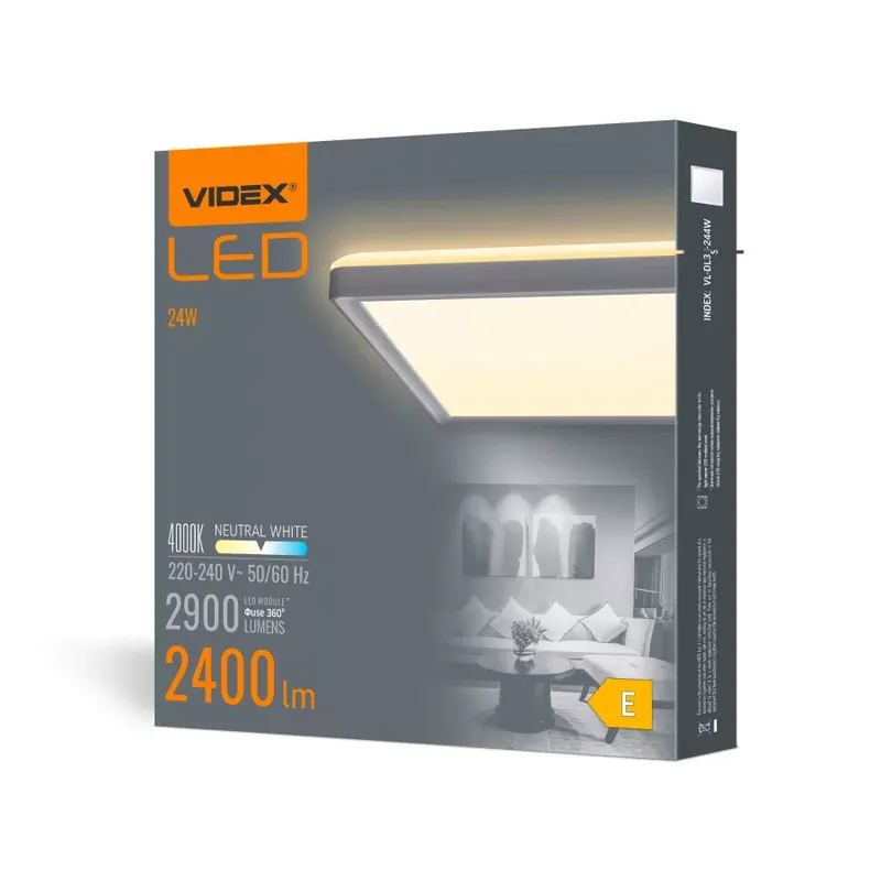 Újdonság Videx 18 W-os ø292 mm fehér színű négyzet alakú natúr fehér mennyezeti lámpa