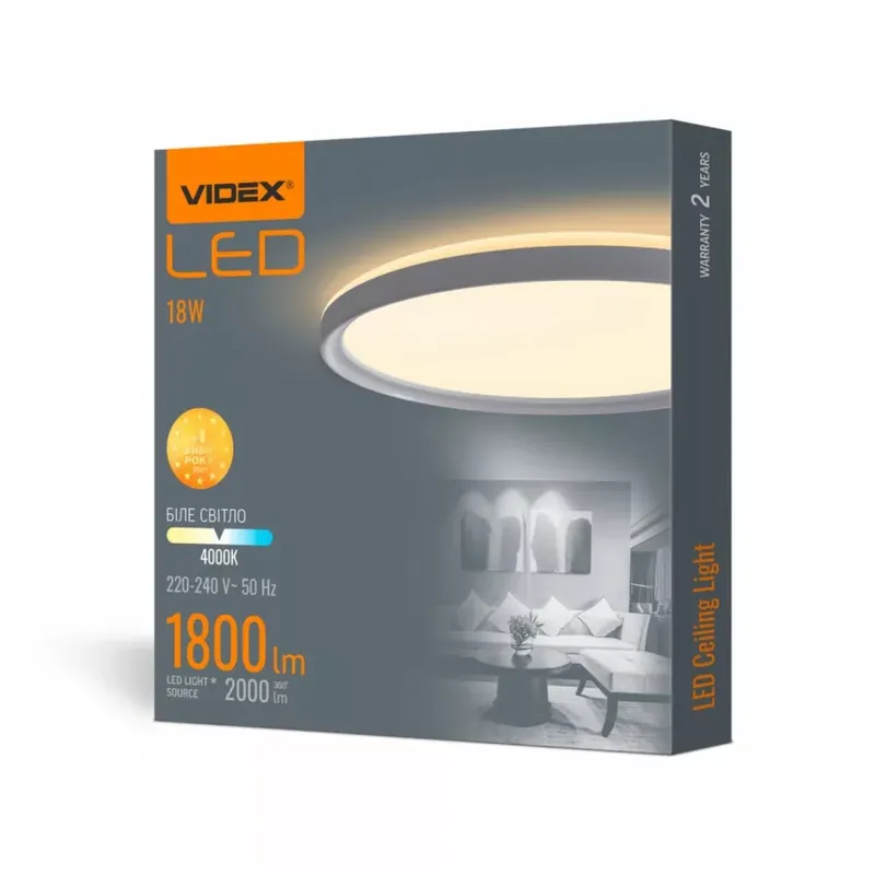 Azonnal elérhető Videx 18 W-os ø292 mm fehér színű kerek natúr fehér mennyezeti lámpa