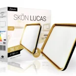 Olcsó Skön Lucas 36 W-os ø500 mm négyzet alakú natúr fehér fekete-arany színű mennyezeti lámpa IP20-as védettségű