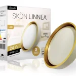 Skön Linnea 24 W-os ø400 mm kerek natúr fehér fehér-arany színű mennyezeti lámpa IP20-as védettségű Kihagyhatatlan ajánlat
