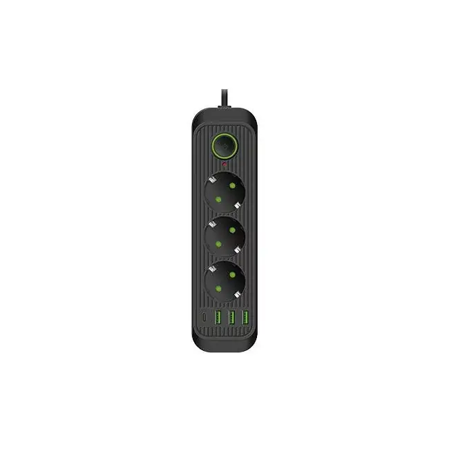 Biztonságos fizetés MasterLED Modi fekete színű 3-as hosszabító 2m-es kábellel 3 x USB 1 x USB-C