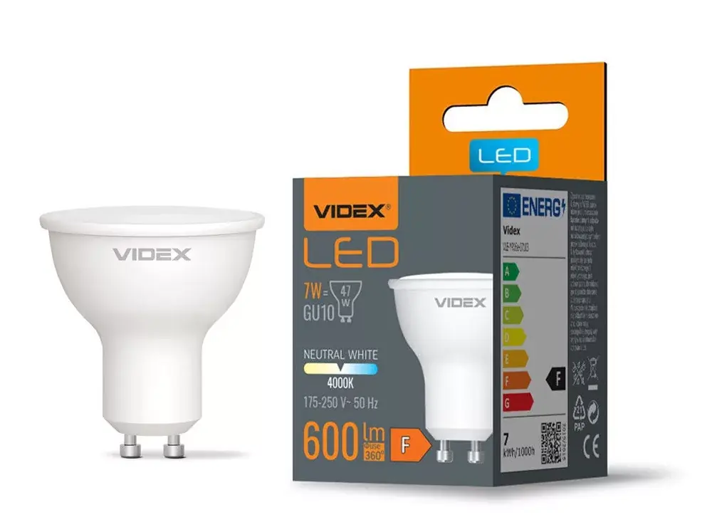 Videx GU10-es foglalatú 7 W-os SMD LED izzó natúr fehér Különleges ajánlat