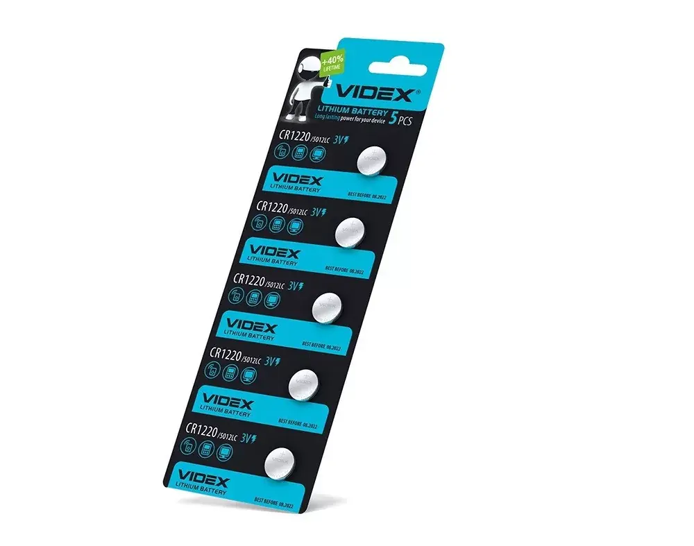 Népszerű Videx CR1220 40mAh gombelem (darabár min. rendelhető mennyiség 5 db)