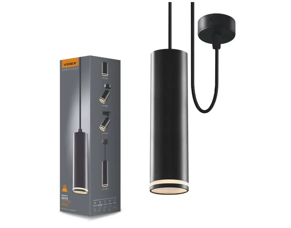 Videx TATUM fekete függesztett lámpa keret GU10-es foglalattal Outlet