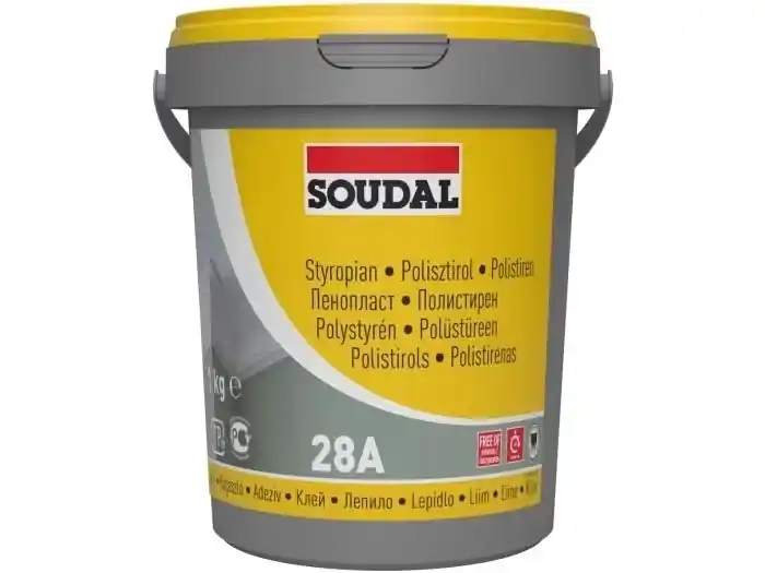Újdonság Soudal 28A Polystyrol ragasztó- Polisztirol mennyezeti lap ragasztó