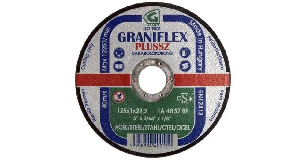 Kiárusítás VÁGÓKORONG ACÉLHOZ D125*1.6A 22LYUK 1A 46 S7 BF T41 LAPOS GRANIT-GRANIFLEX