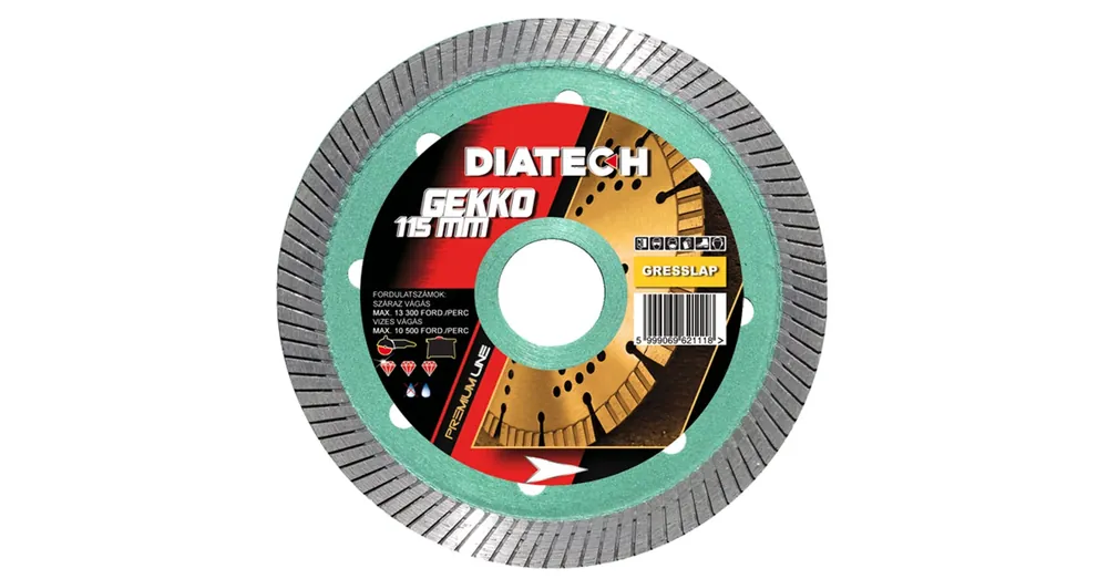 Biztonságos fizetés DIATECH GK115 VÁGÓKORONG TURBO D115*22,2 GEKKO GYÉMÁNTSZEMCSÉS