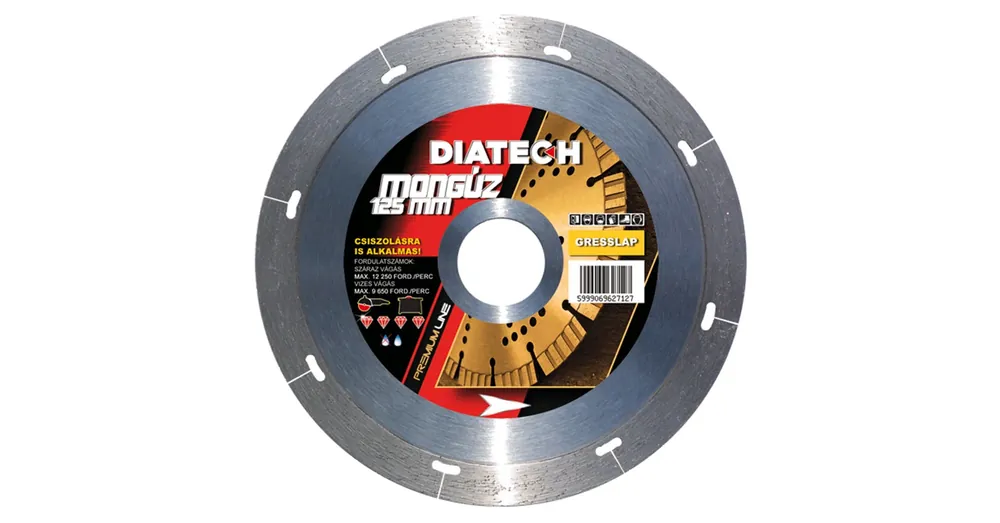 Ajánlat DIATECH MG125 VÁGÓKORONG SZEGMENS D125*22,2 MONGÚZ GYÉMÁNTSZEMCSÉS