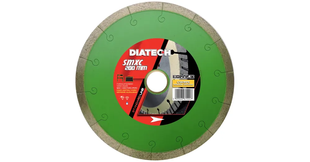 Újdonság DIATECH SMXC200 VÁGÓKORONG CSEMPE D200*10 SMX-C GYÉMÁNTSZEMCSÉS
