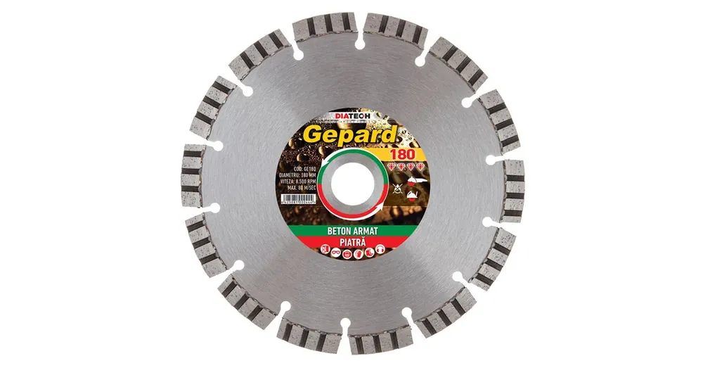 DIATECH GE180 VÁGÓKORONG TURBO D180*22,2 GEPARD GYÉMÁNTSZEMCSÉS Árengedmény