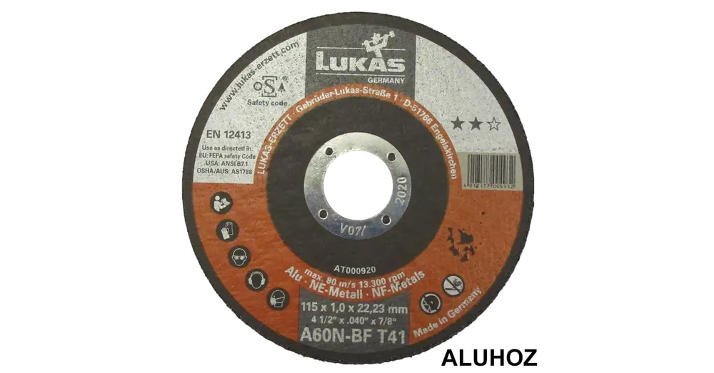 VÁGÓKORONG ALUHOZ D115*1.0ALU 22LYUK A60N-BF T41 LAPOS LUKAS UTOLSÓ DARABOK Újdonság