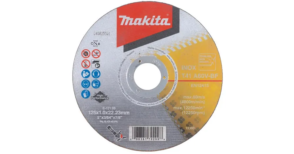 MAKITA E-17120 VÁGÓKORONG INOXHOZ D125*1.0Q 22LYUK A60V-BF T41 LAPOS Vásárlói kedvenc
