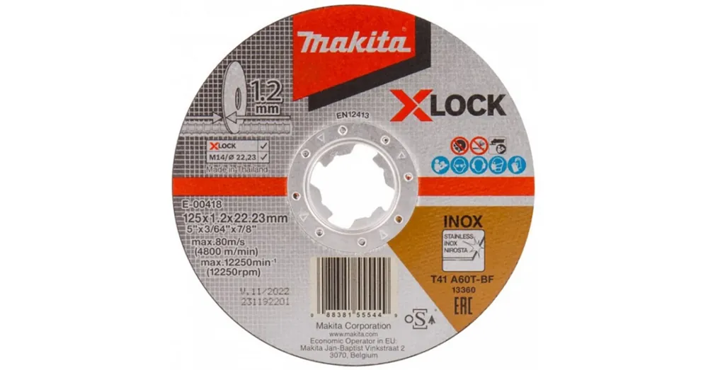 Legjobb ár MAKITA E-00418 VÁGÓKORONG INOXHOZ D125*1.2 XLOCK GYORSBEFOGÁS A60T-BF T41