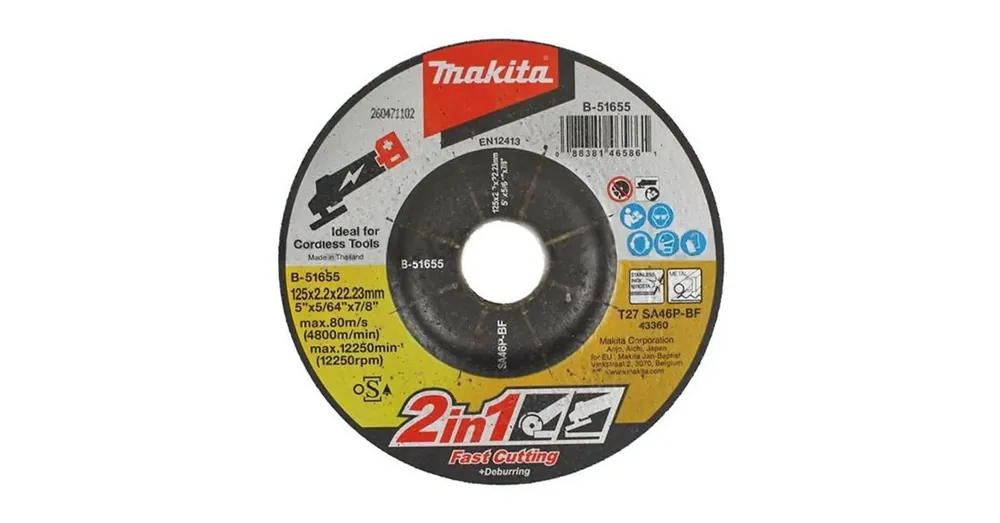 MAKITA B-51655 VÁGÓKORONG ACÉLHOZ D125*2.2A 22LYUK SA46P-BF T27 KÚPOS Ajánlat