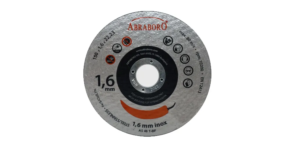 VÁGÓKORONG INOXHOZ D150*1.6Q 22LYUK A46T T41 LAPOS IMPORT Kiárusítás