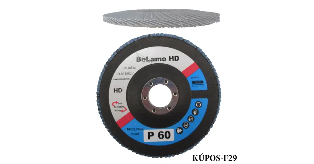 LAMELLÁS CSISZOLÓTÁRCSA KÚPOS D115 ZK60 LAMOFLEX INOX F29 BELAMO HD Szuper ajánlat