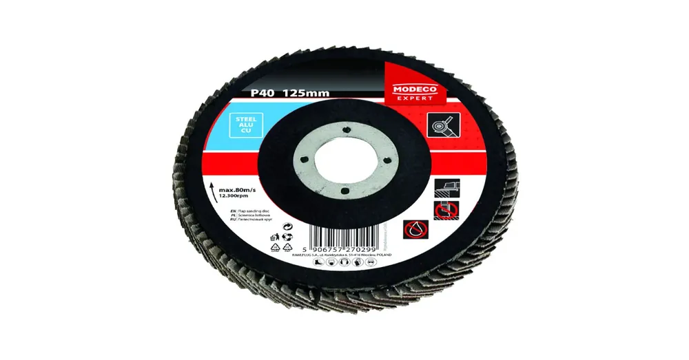 MODECO 68821 LAMELLÁS CSISZOLÓTÁRCSA KÚPOS D125 P40 ACÉL-ALU-VÖRÖSRÉZ Árcsökkenés