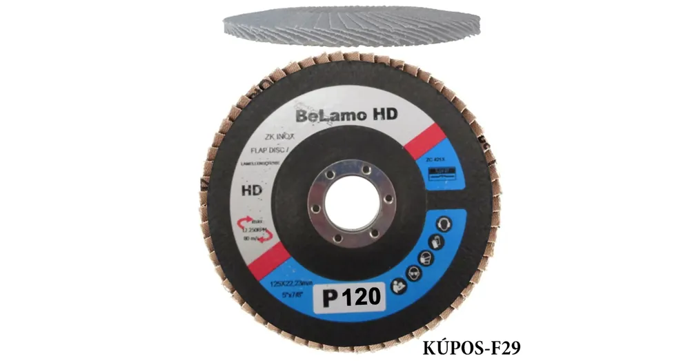 LAMELLÁS CSISZOLÓTÁRCSA KÚPOS D125ZK120 LAMOFLEX INOX F29 BELAMO Z-120 Kedvezményes ár