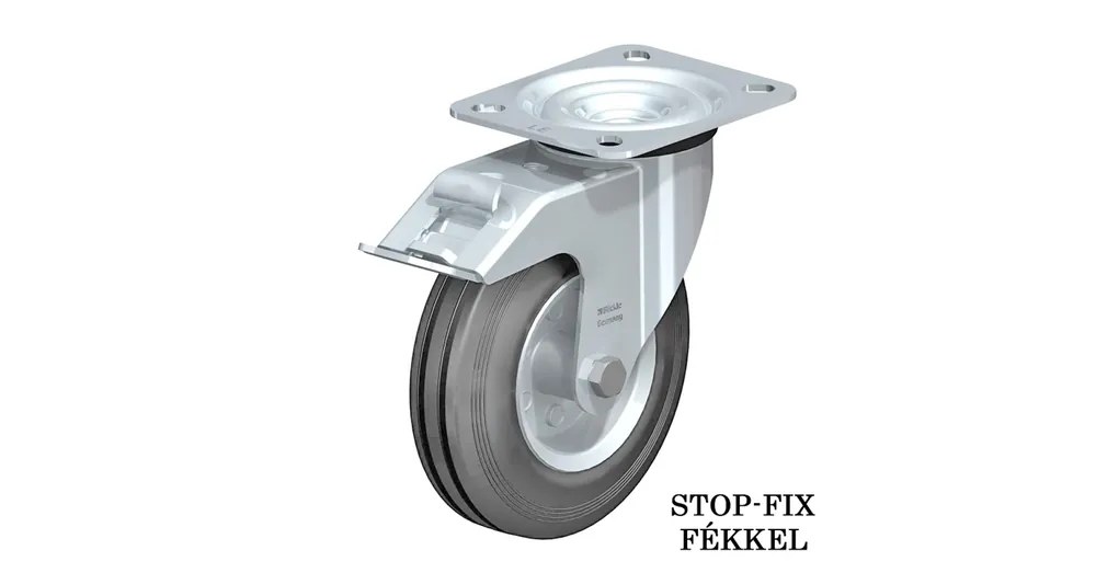 Outlet KERÉK TÖMÖRGUMIS BEÁLLÓ FÉKES D80 VILL TŰGÖ ACÉLFELNTB 50Kg BLICKLE LE-VE 80R-FI