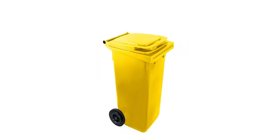 Legkelendőbb SZEMÉTGYŰJTŐ 120L KEREKES MŰANYAG SÁRGA IMPORT 11909